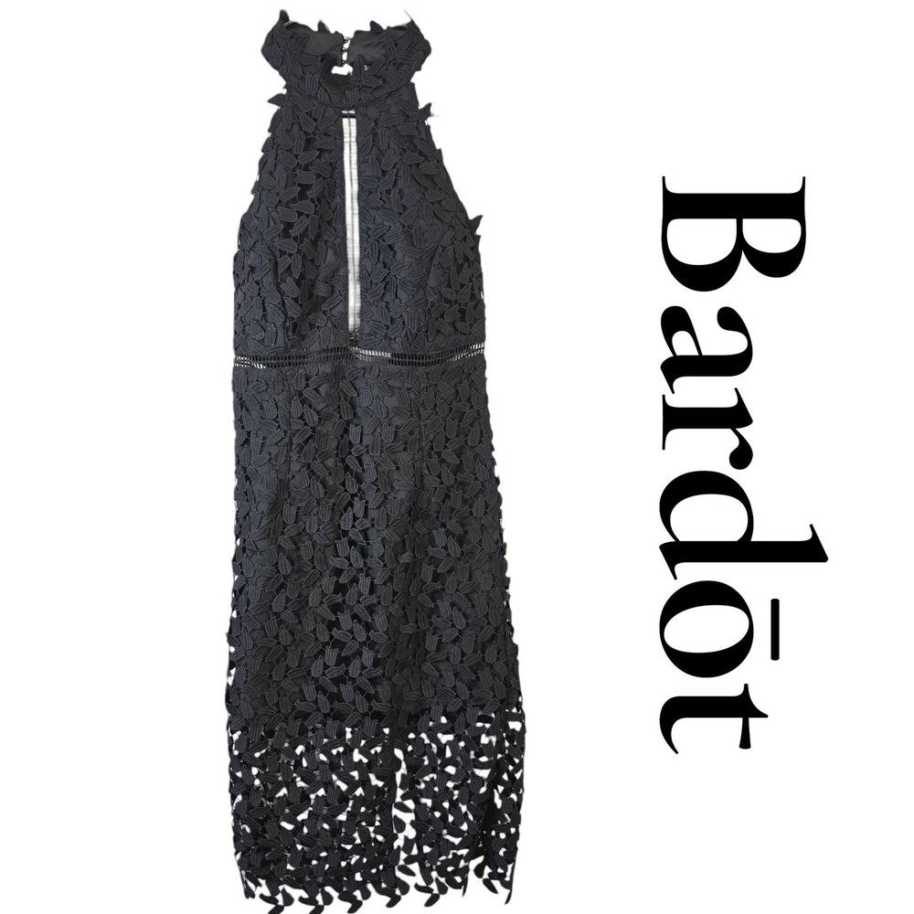 Bardot Black Lace Midi Dress